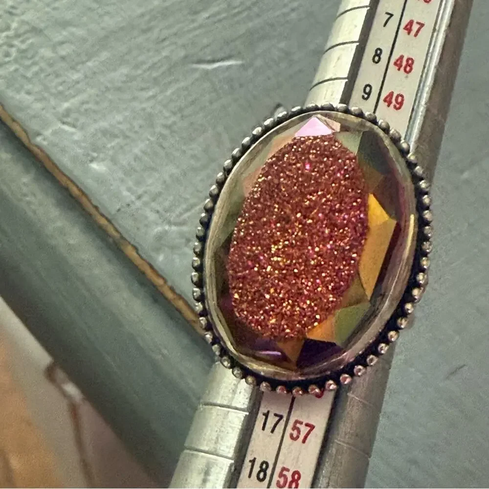 Colleen Lopez 925 Sterling Silver Druzy Ring Size 6.5